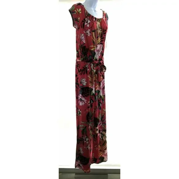 Eye Candy Off The Shoulder Red Floral Short Sleeve Jumpsuit Size 1X - Picture 2 of 3